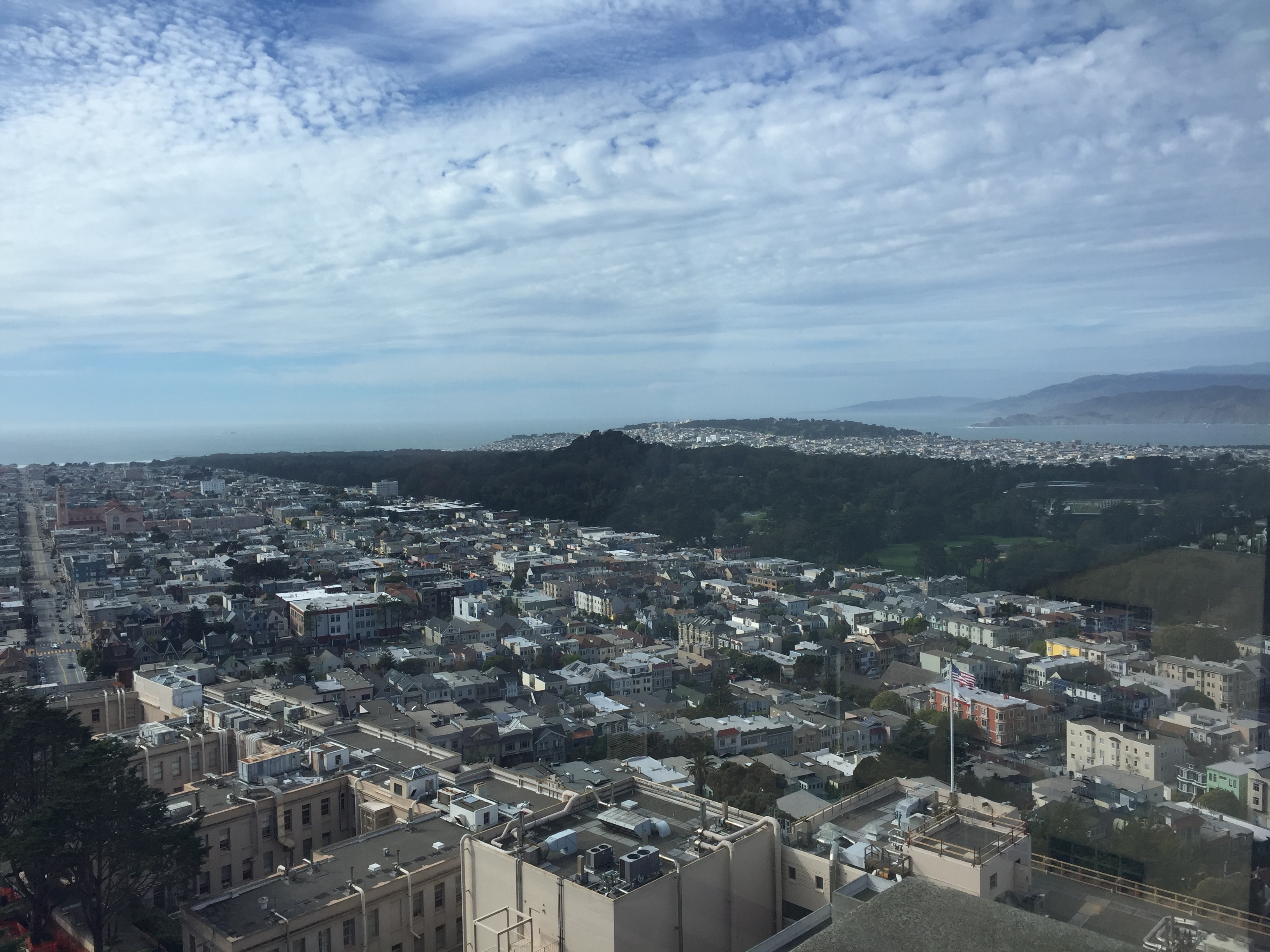 view of city to Ocean Beach from UCSF Parnassus